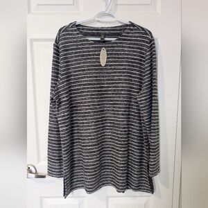 Denver Hayes Women's Blue and White Striped Top size 2XL